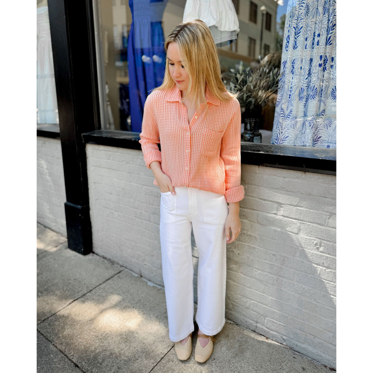 Classic Gingham Top | Cantaloupe - Joanna A. Boutique