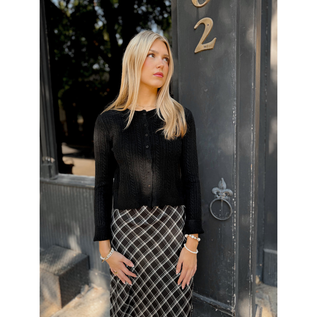 Medina Pointelle Cardigan | Black - Joanna A. Boutique