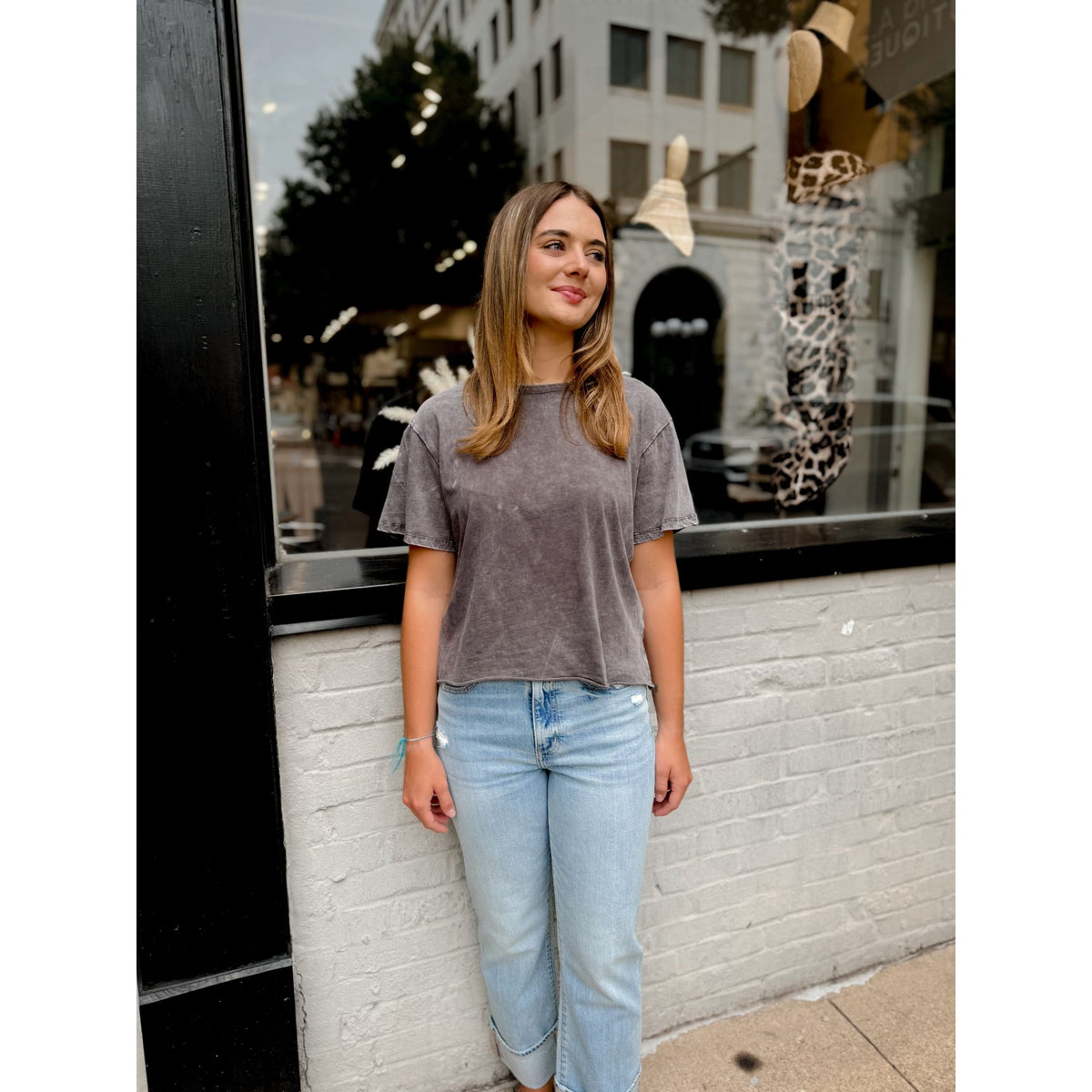 Ruth Mineral Washed Tee | Vintage Charcoal - Joanna A. Boutique