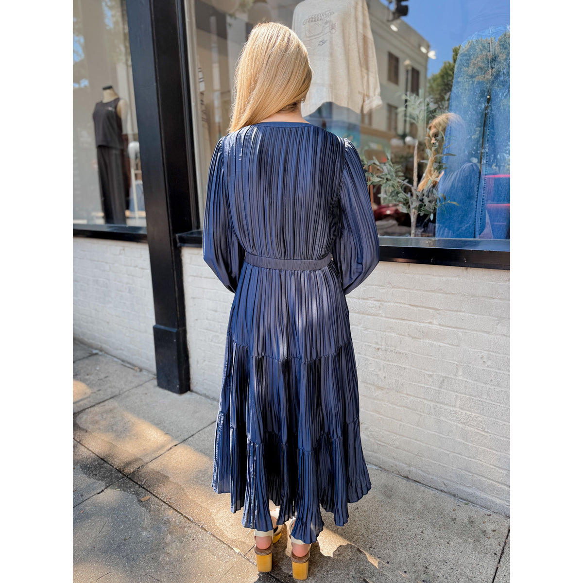 Faye Pleated Maxi Dress | Navy - Joanna A. Boutique