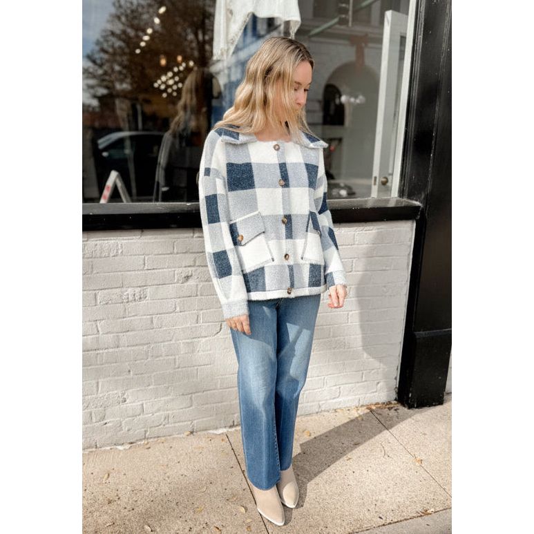 Lola Sweater Jacket | Buffalo Plaid - Joanna A. Boutique