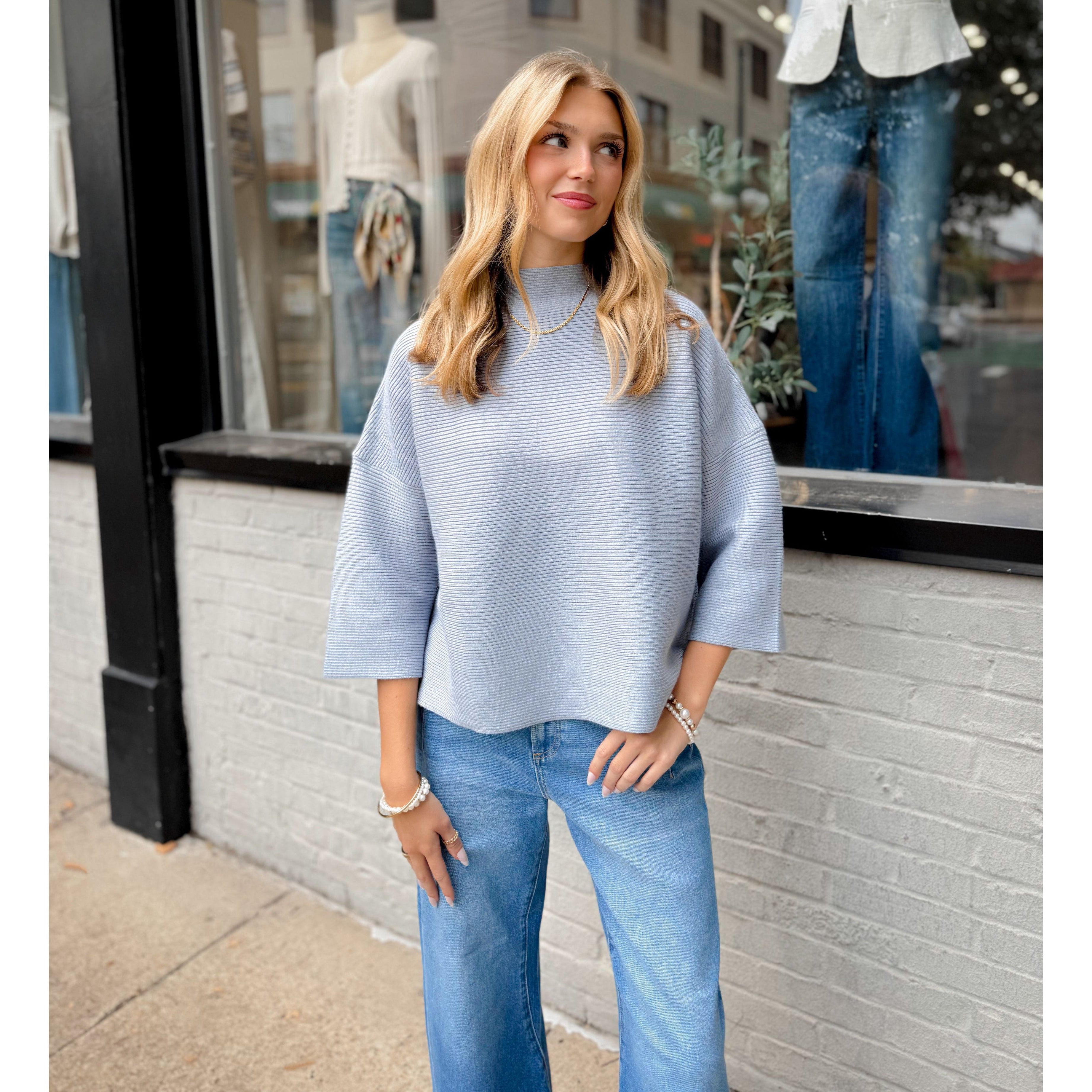 Elise Top | Haze Blue - Joanna A. Boutique
