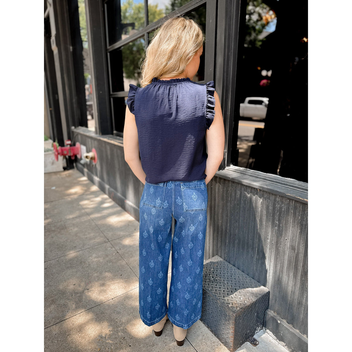 Celine Ruffle Top | Navy - Joanna A. Boutique