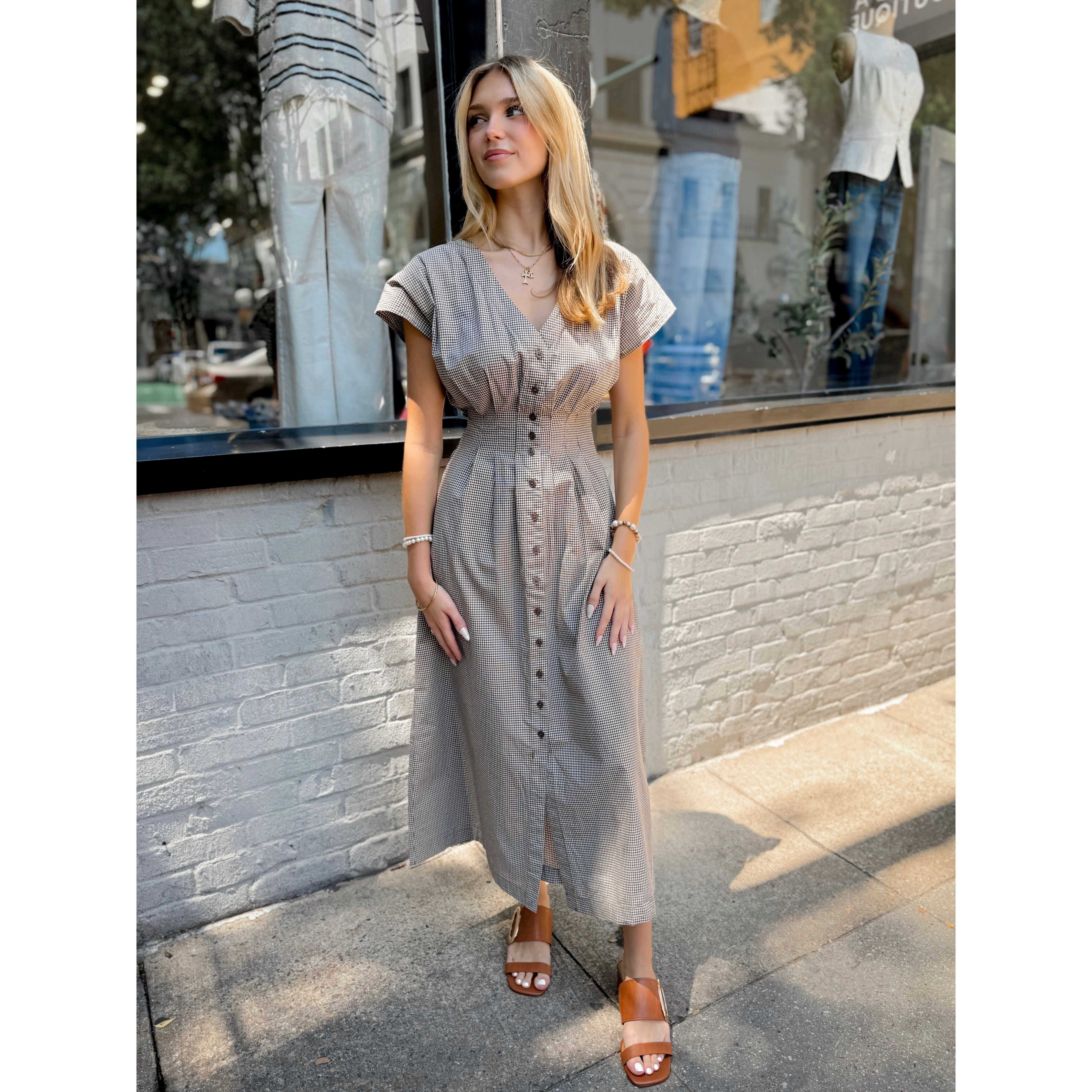 Sanna Gingham Maxi Dress - Joanna A. Boutique