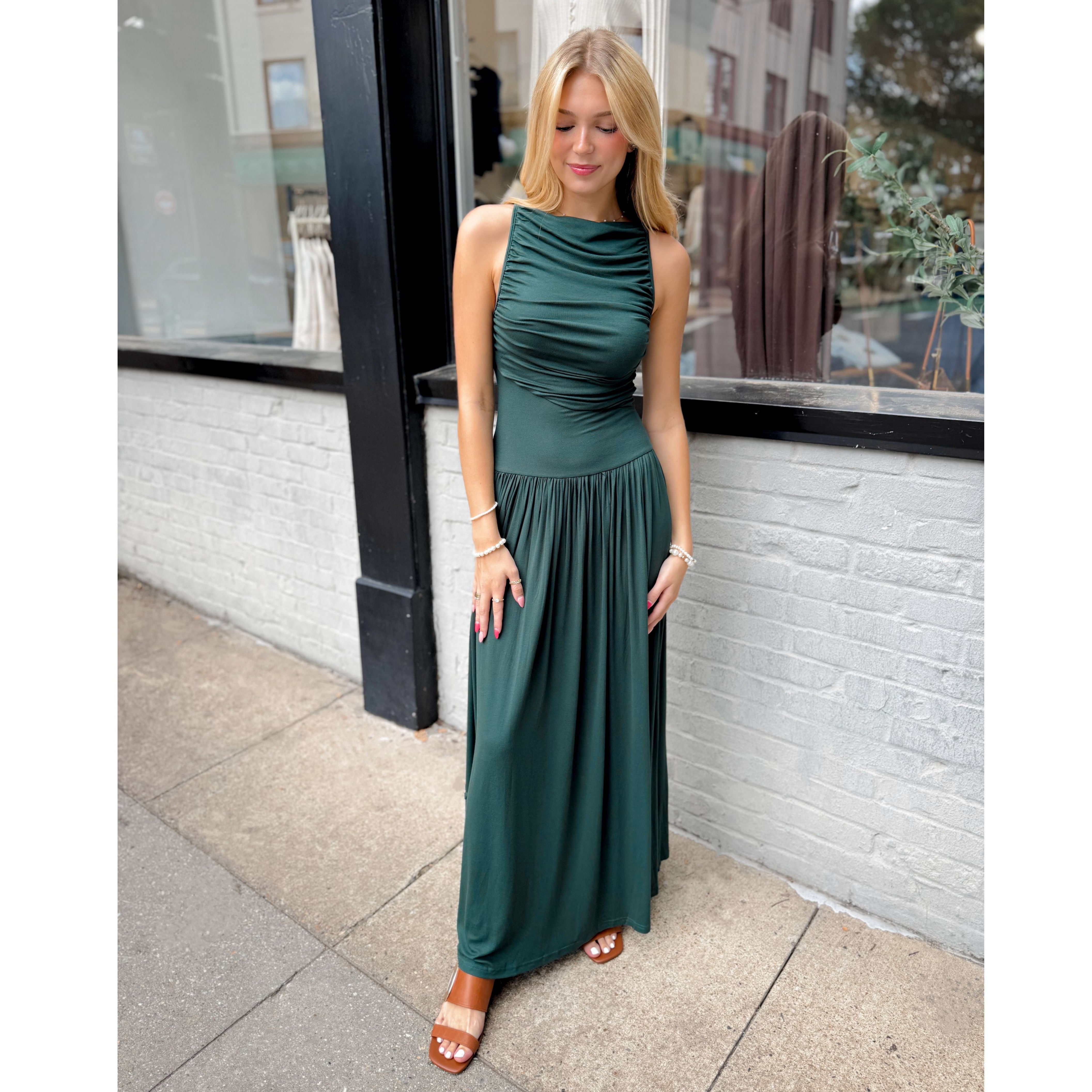Sloane Maxi Dress | Bottle Green - Joanna A. Boutique