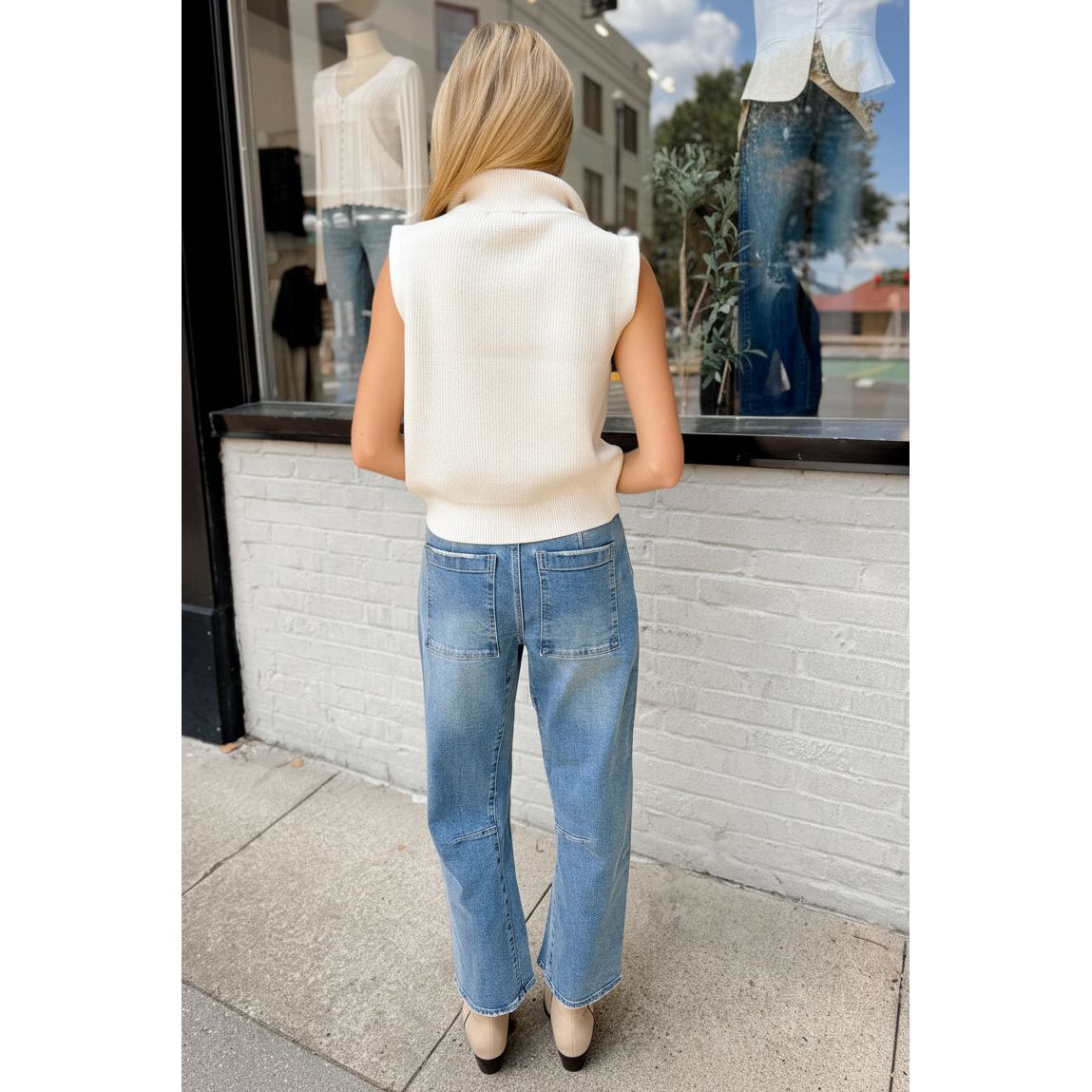 Ecru Sleeveless Mock - Joanna A. Boutique