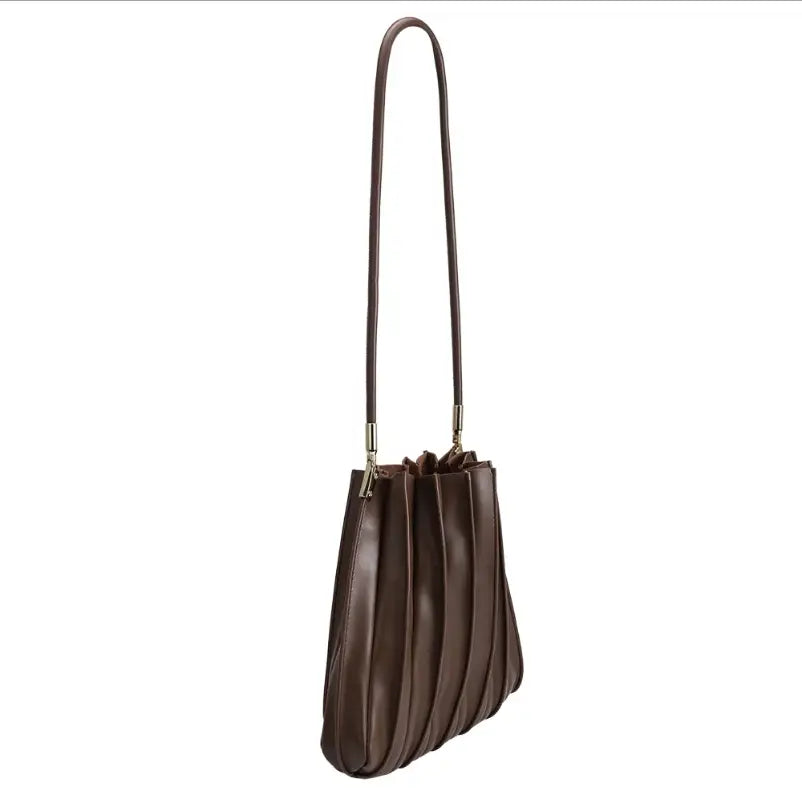 Carrie Pleated Shoulder Bag | Chocolate - Joanna A. Boutique