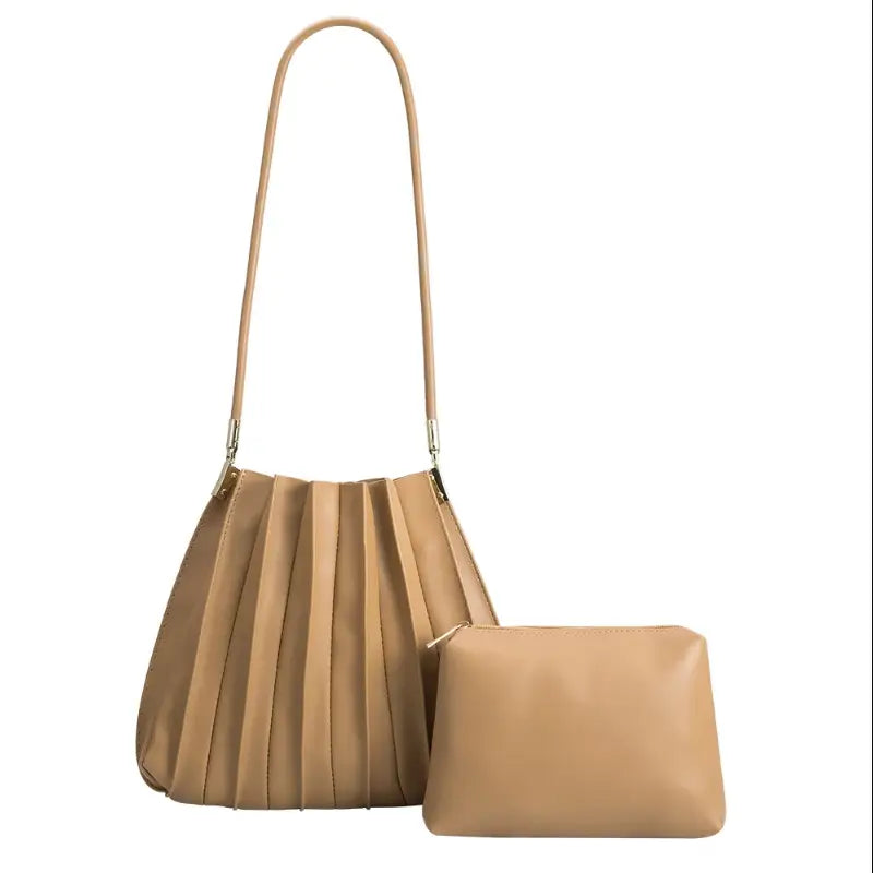 Carrie Pleated Shoulder Bag | Taupe - Joanna A. Boutique