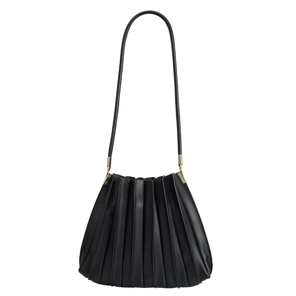 Carrie Pleated Shoulder Bag | Black - Joanna A. Boutique