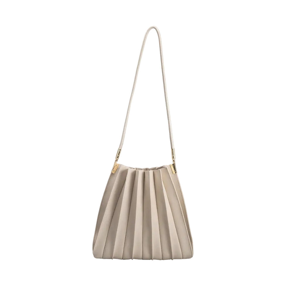 Carrie Pleated Shoulder Bag | Bone - Joanna A. Boutique
