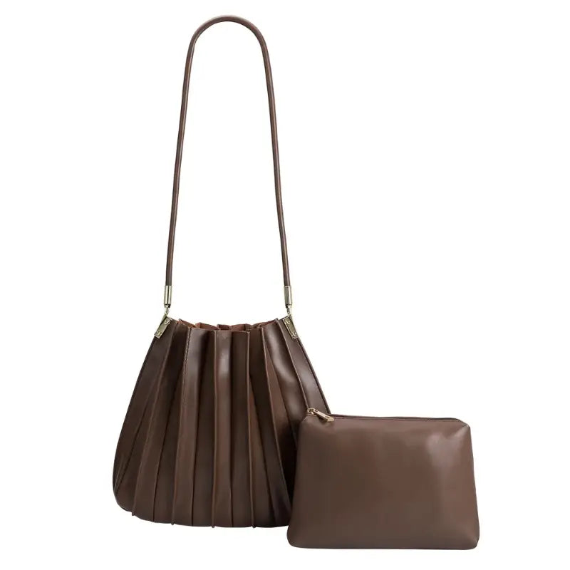 Carrie Pleated Shoulder Bag | Chocolate - Joanna A. Boutique
