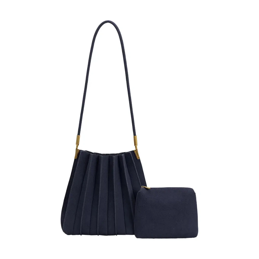 Carrie Suede Shoulder Bag | Navy - Joanna A. Boutique