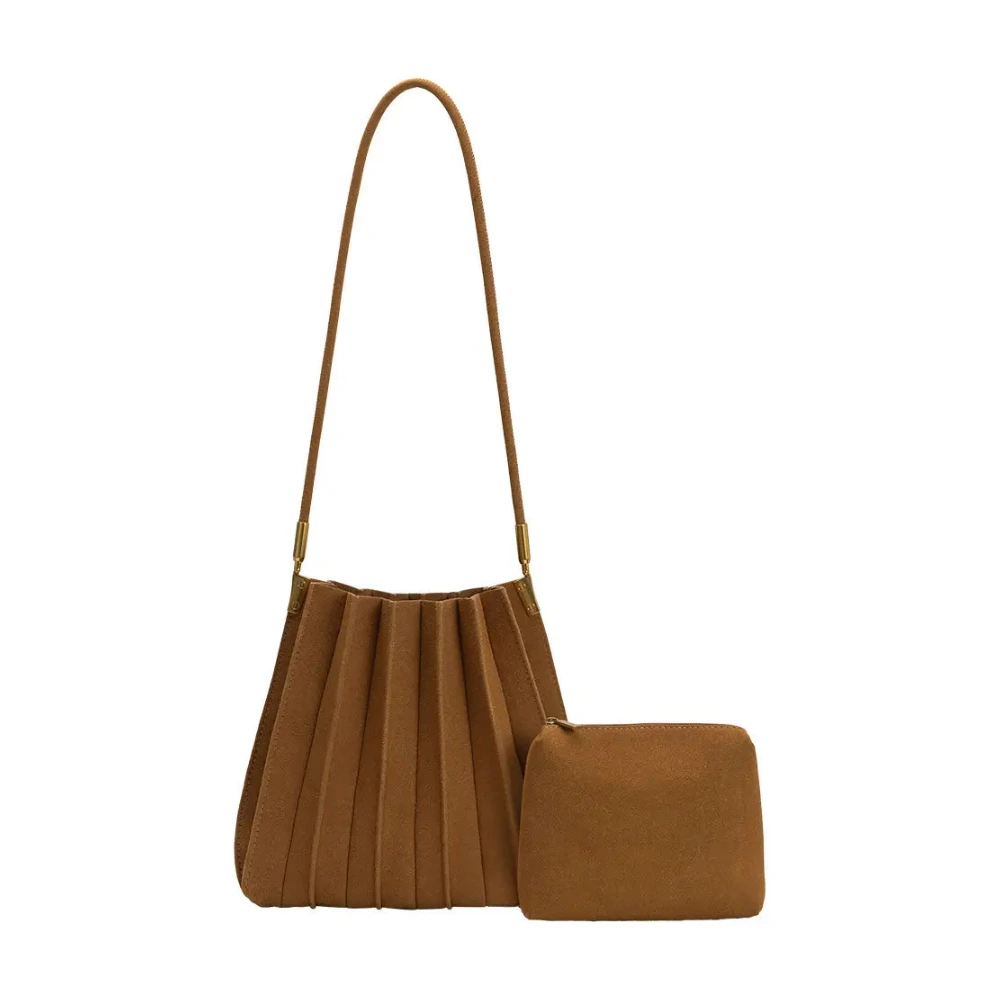 Carrie Suede Shoulder Bag | Camel - Joanna A. Boutique