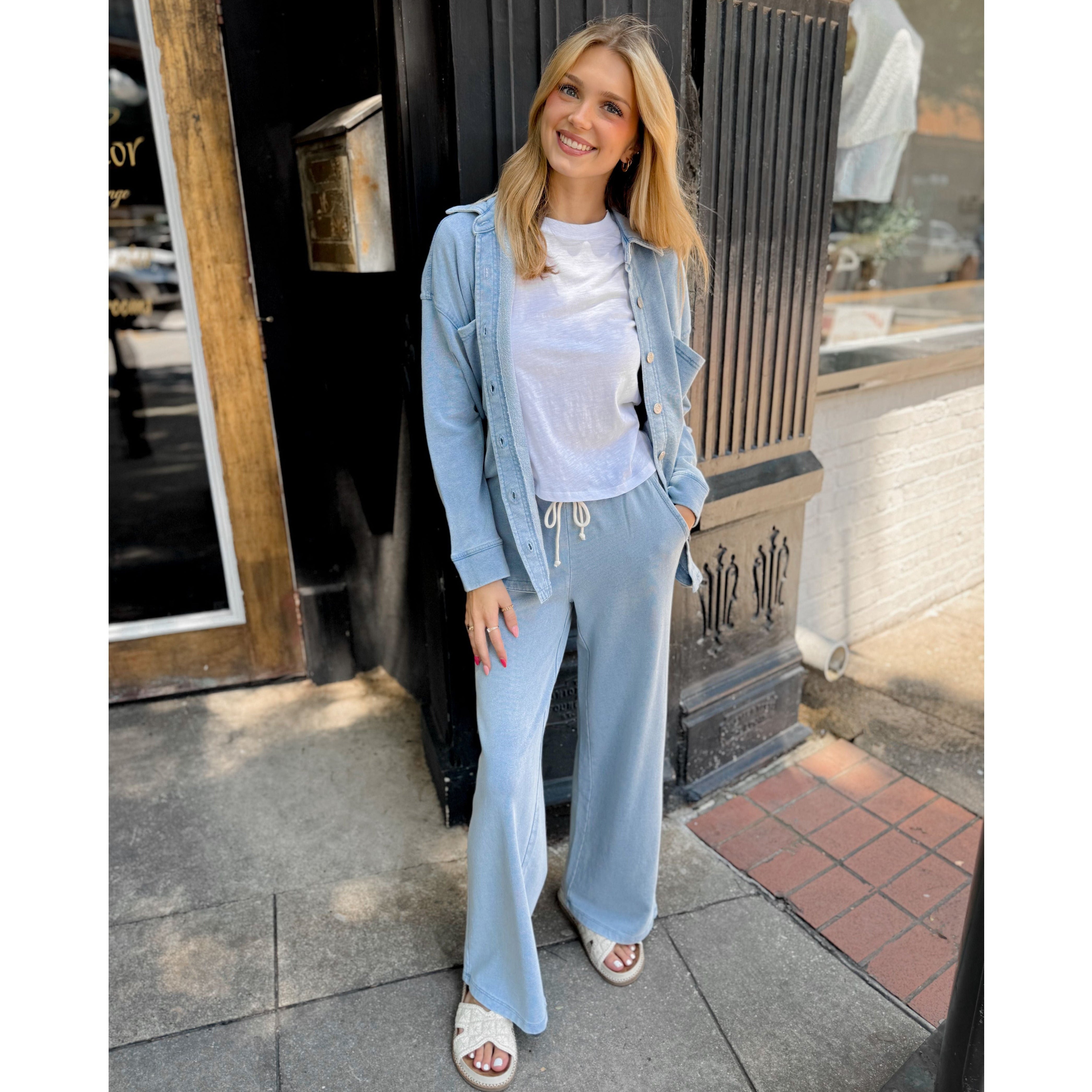 All Day Knit Denim Jacket | Ocean Air Indigo - Joanna A. Boutique