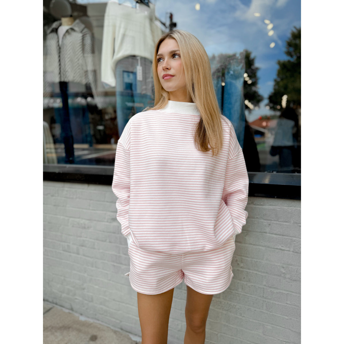 Gracyn Striped Mockneck | Pink