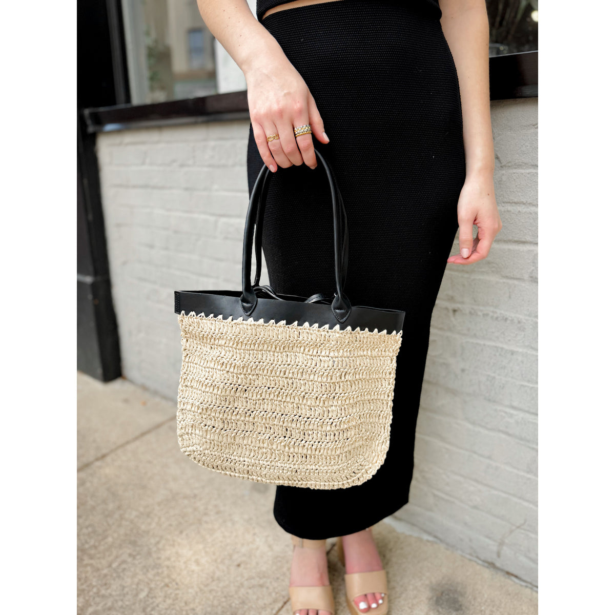 Lina Natural Straw Tote - Joanna A. Boutique
