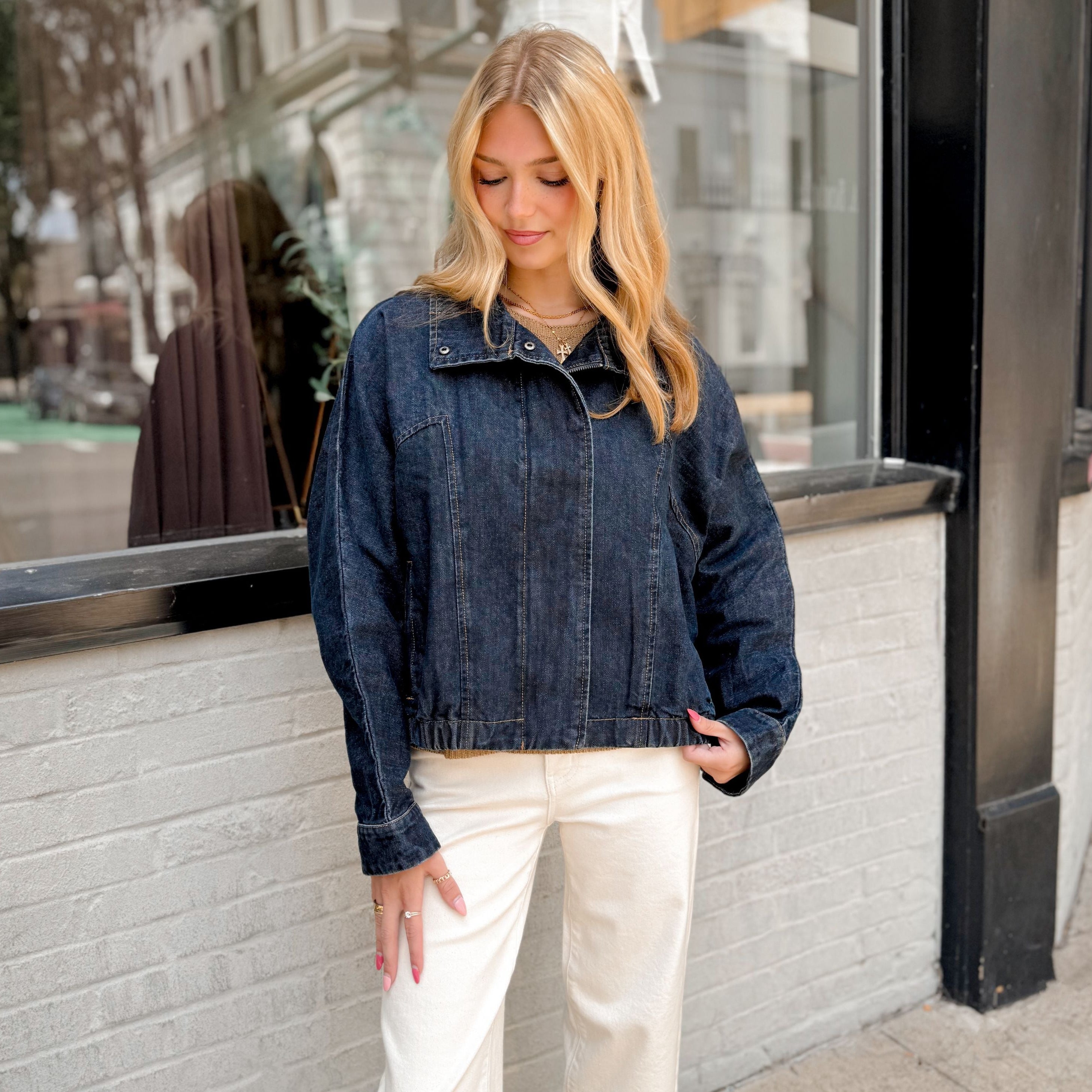 Preston Denim Bomber Jacket - Joanna A. Boutique
