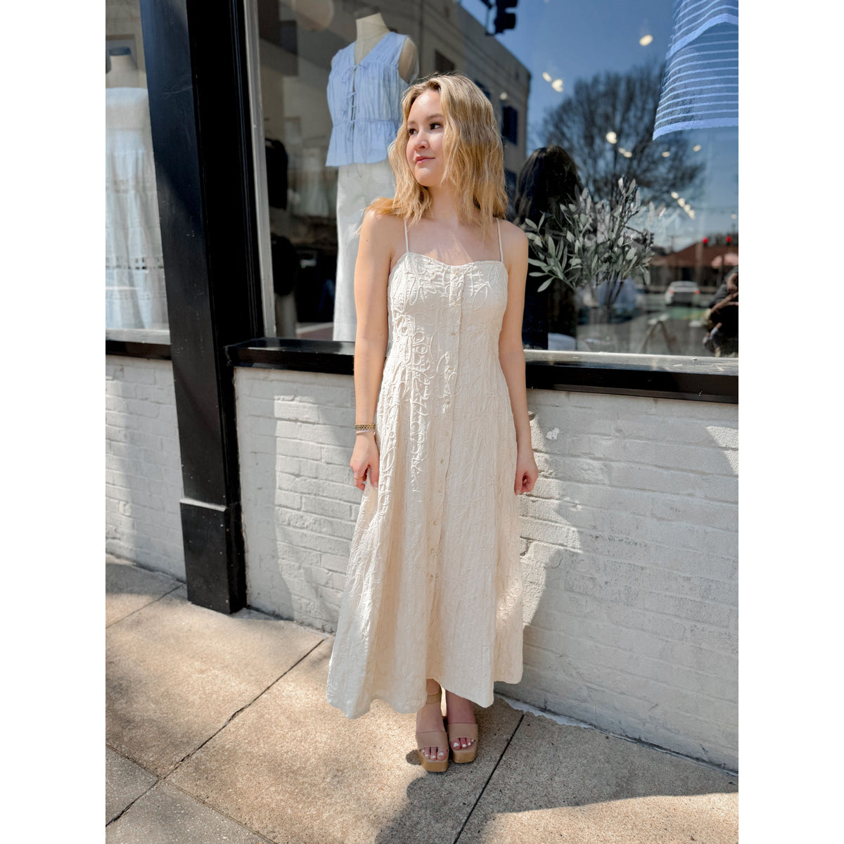 Angel Eyes Textured Midi Dress - Joanna A. Boutique