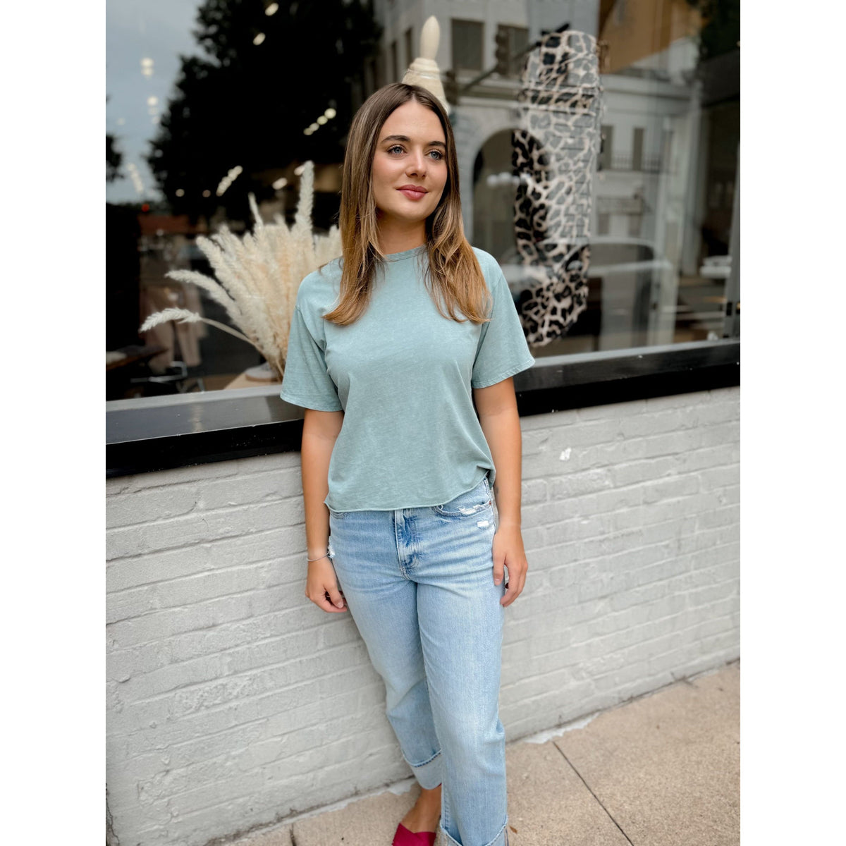 Ruth Mineral Washed Tee | Vintage Sage - Joanna A. Boutique