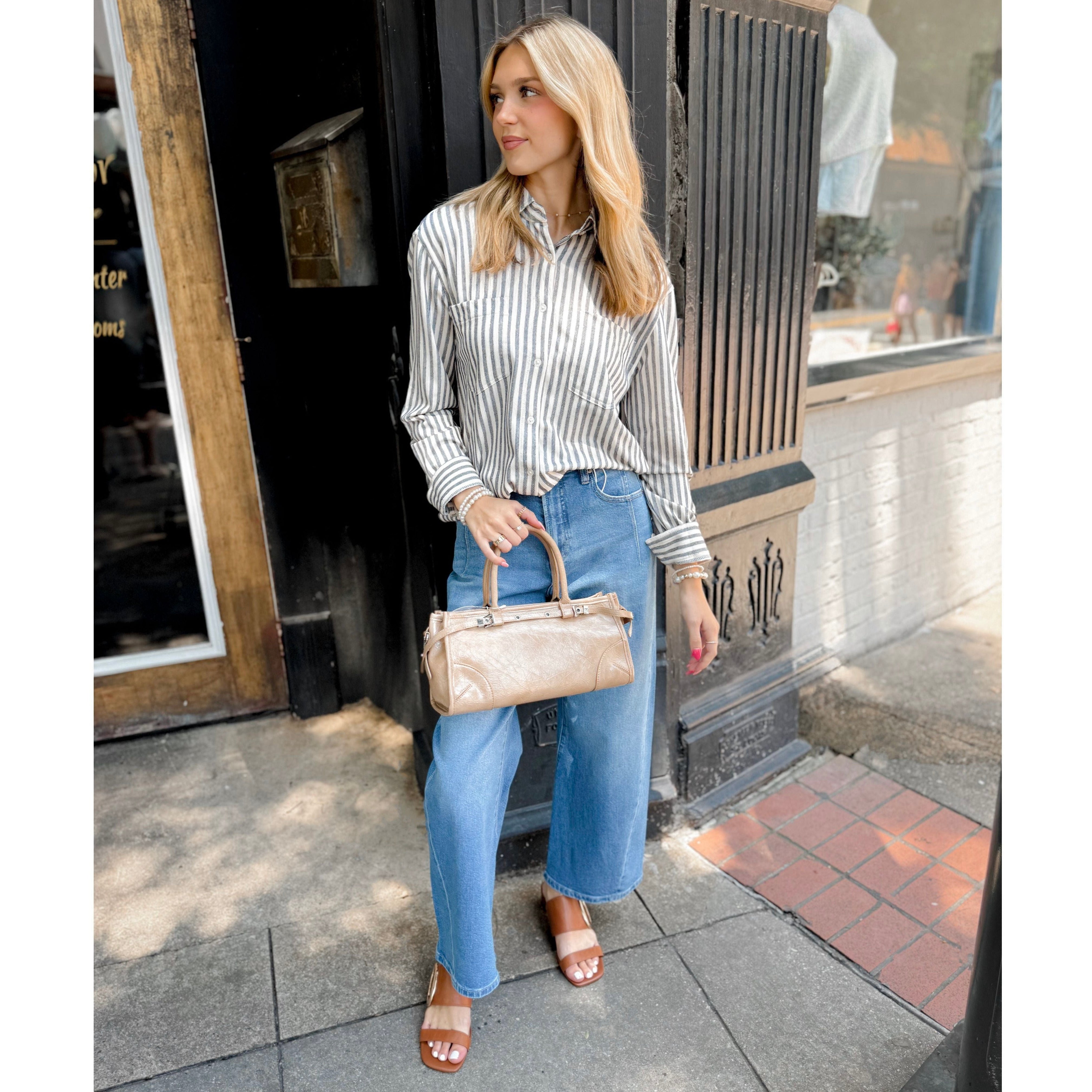 Reese Striped Button Up - Joanna A. Boutique
