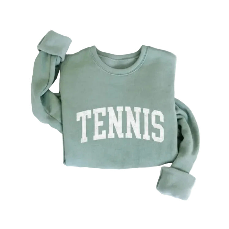 Tennis Crewneck | Heather Sage - Joanna A. Boutique