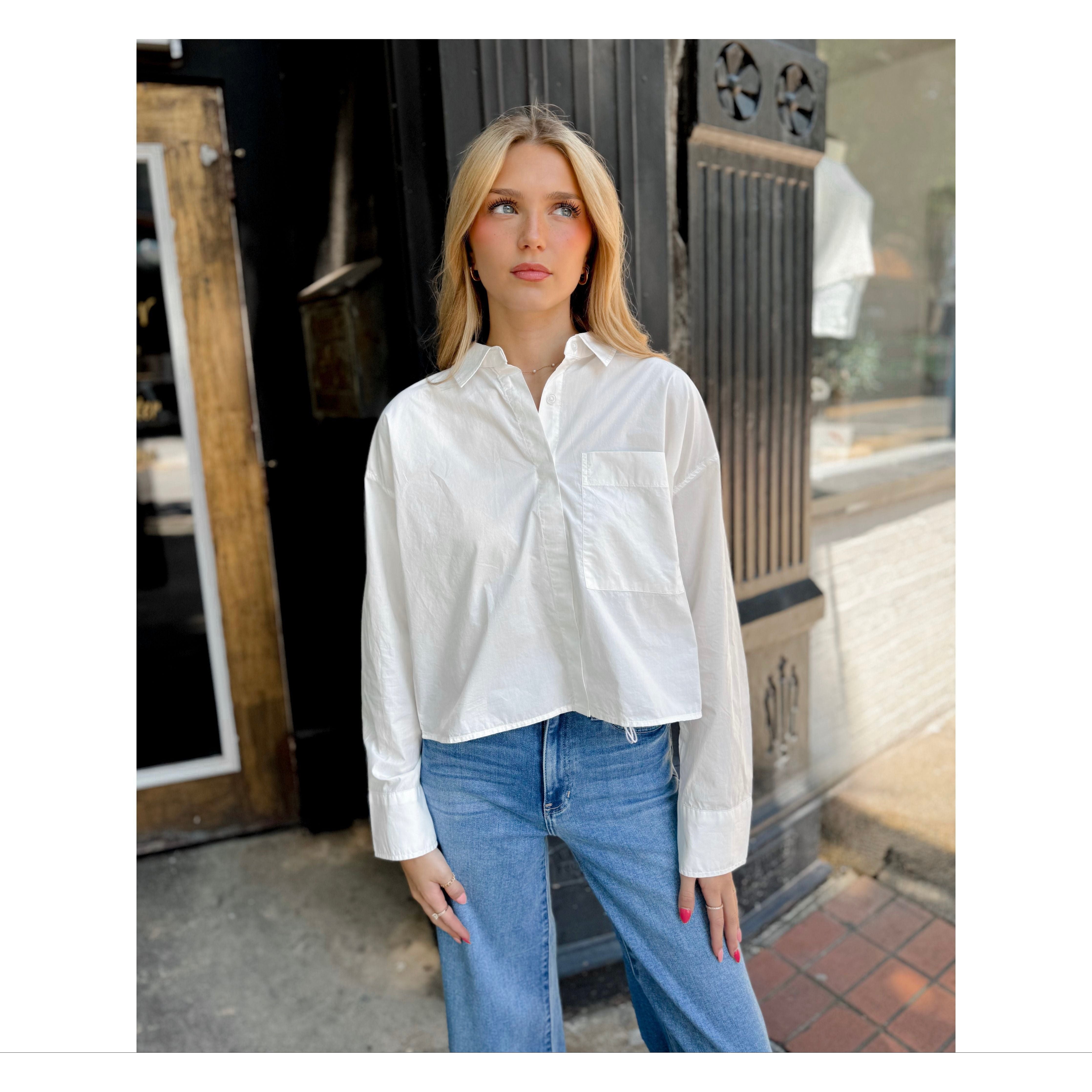 Favorite Button Up Top | White - Joanna A. Boutique