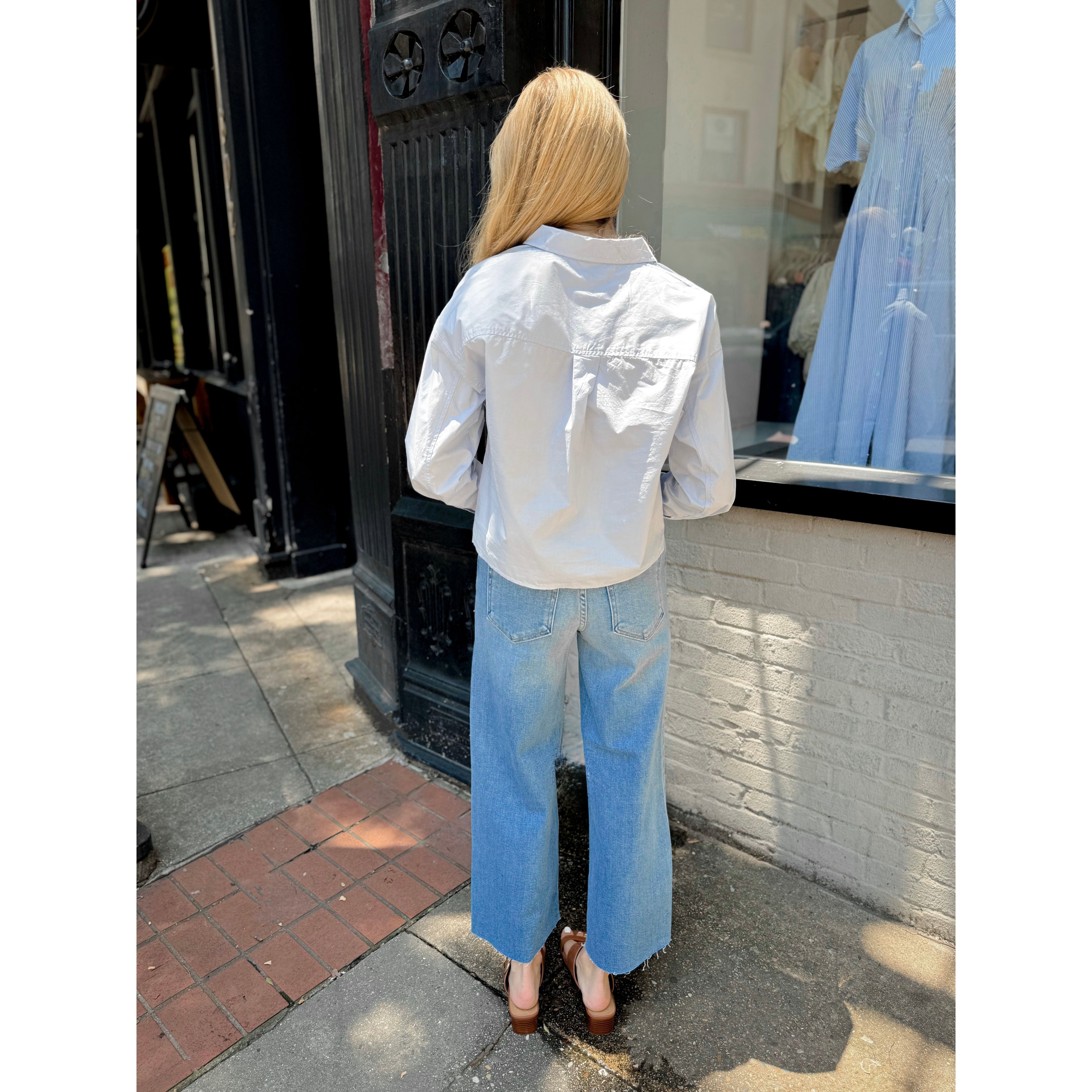 Favorite Button Up Top | Hamptons Blue - Joanna A. Boutique