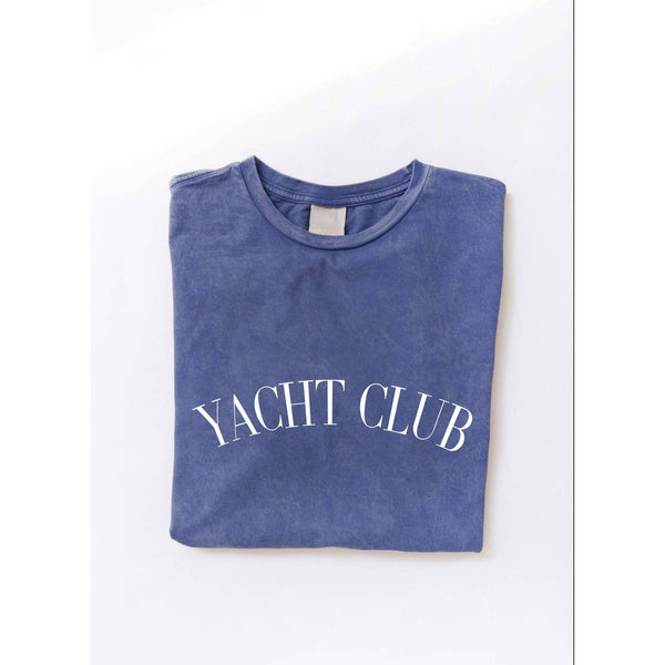 Yacht Club Tee - Blue 
Join the club - this comfy tee is featured in an oversized & relaxed fit with 'Yacht Club' graphic front!