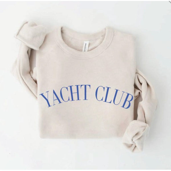 Yacht Club Crew Join the club - this comfy crewneck is featured in an oversized & relaxed fit with fleece interior!