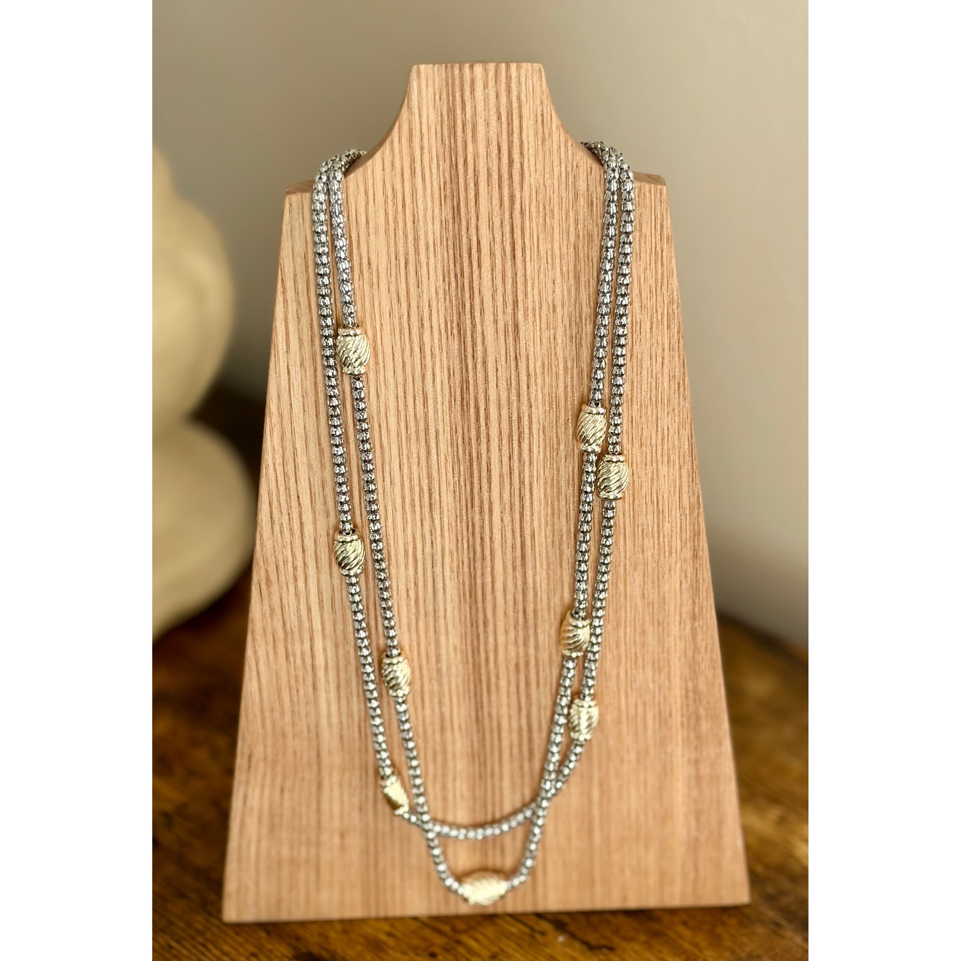 Golden Barrel Necklace - Joanna A. Boutique