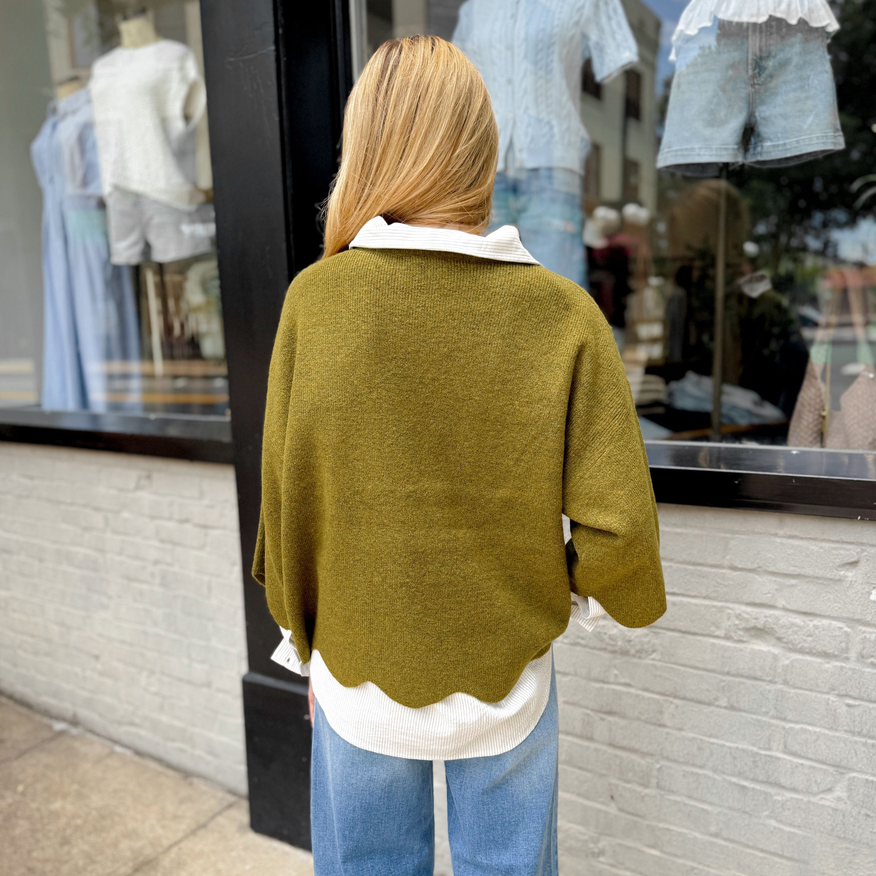 Hanna Scalloped Sweater - Joanna A. Boutique