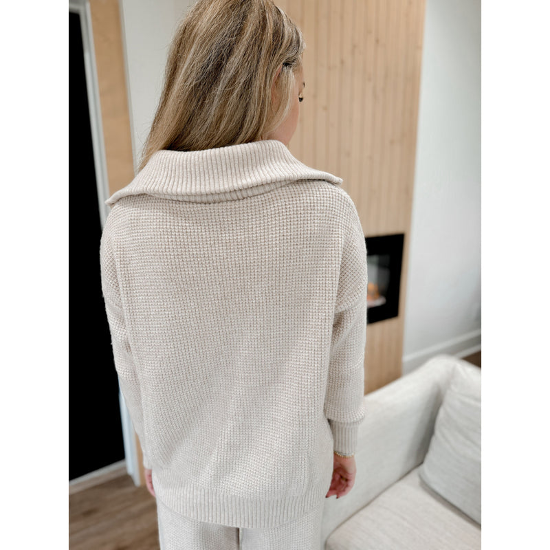 Rue Waffle Knit Pullover | Oatmeal