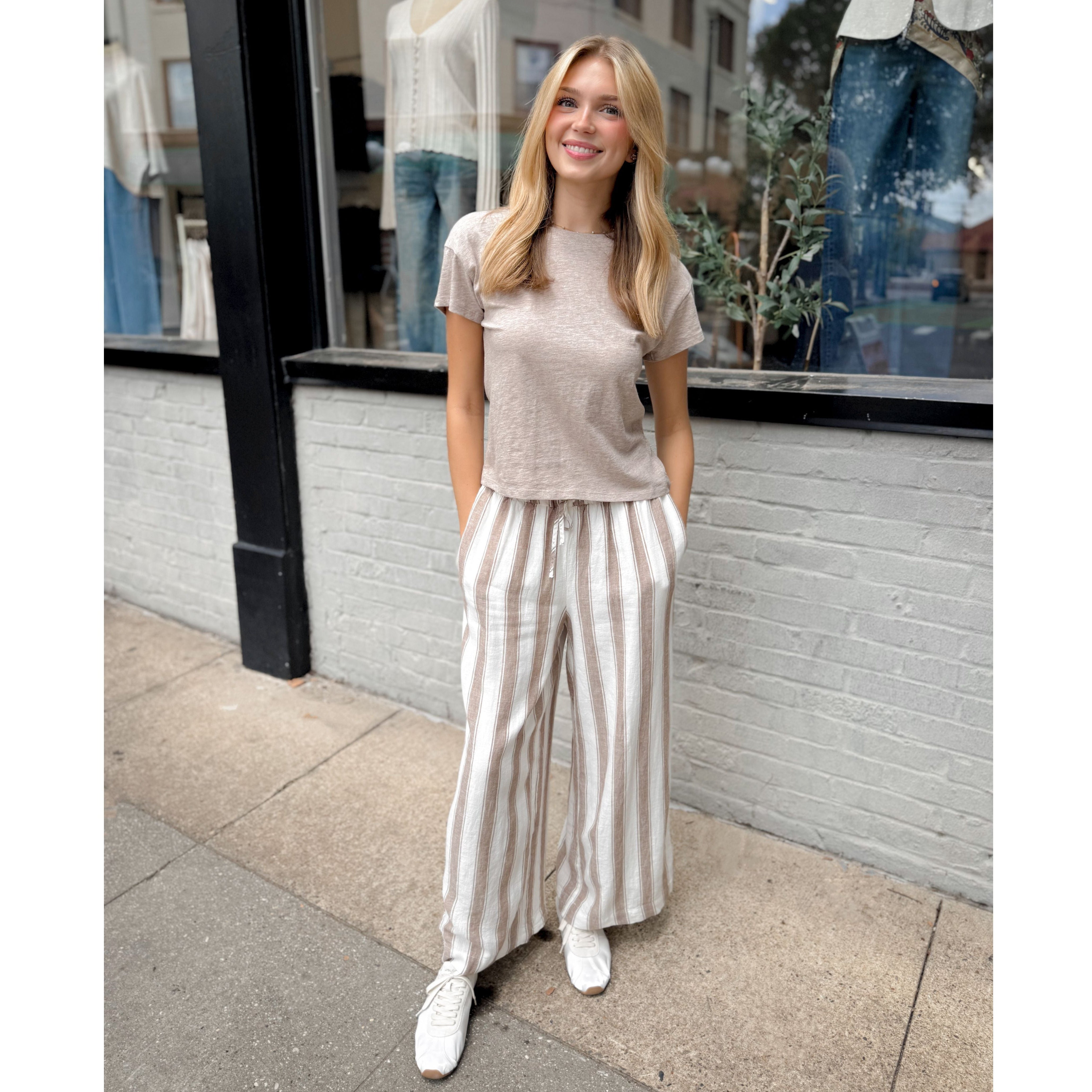 The Perfect Striped Pant | Toffee - Joanna A. Boutique