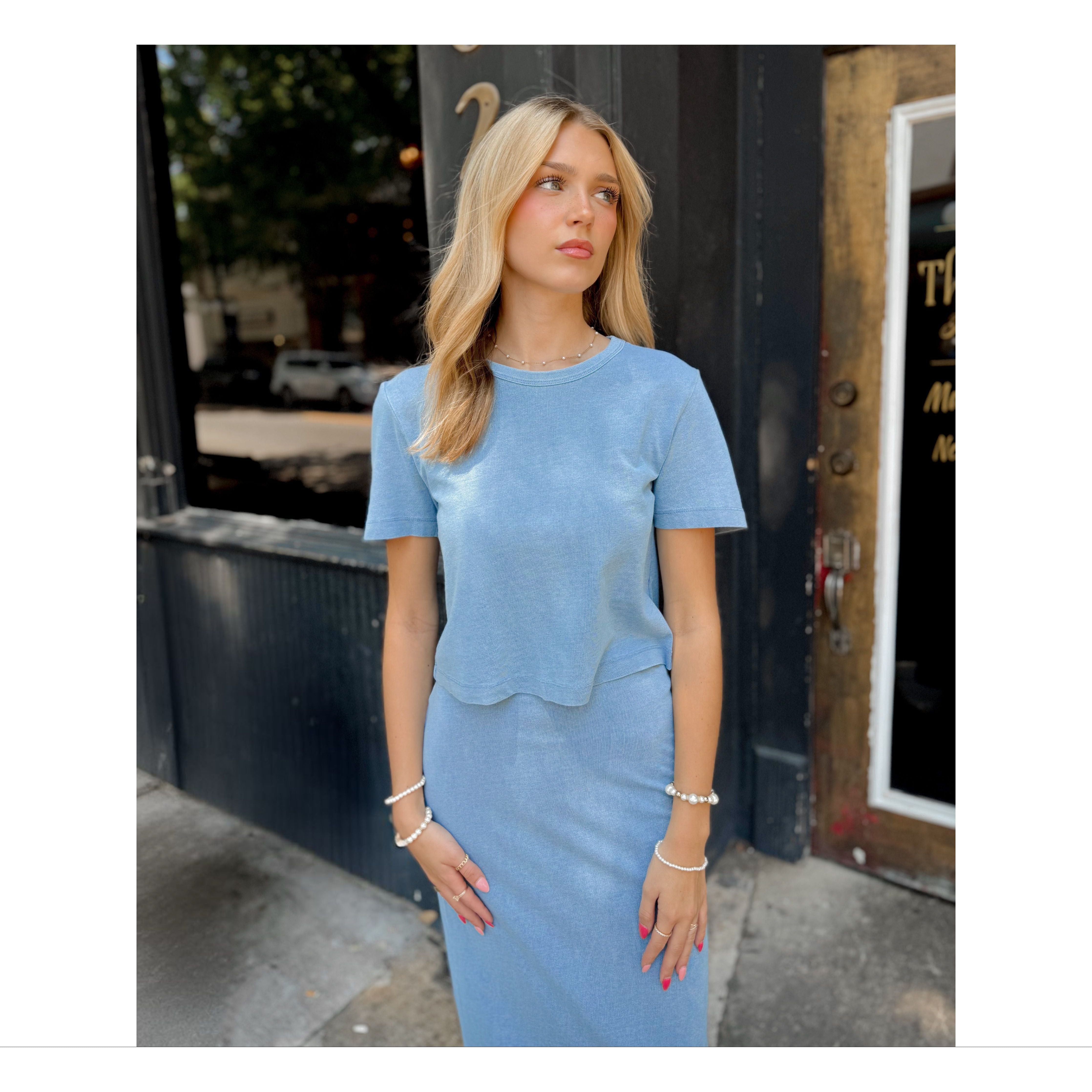 Stellan Jersey Denim Tee - Joanna A. Boutique