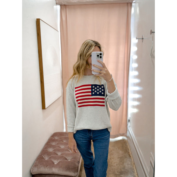 Flag Knit Sweater | Gray