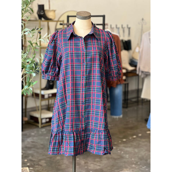 Levy Mini Shift Dress | Chapman Plaid - Joanna A. Boutique