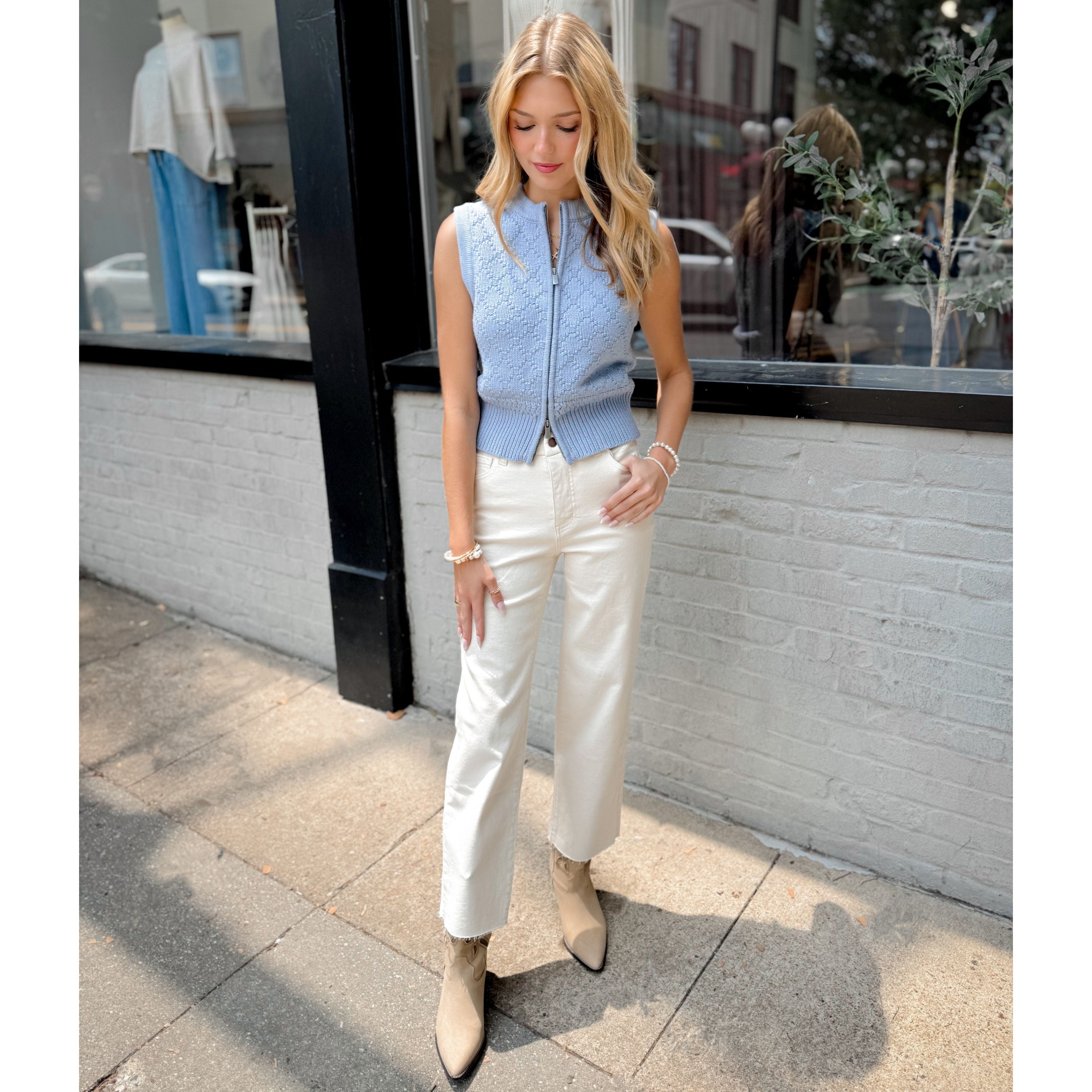 Benson Sweater Vest | Blue Mist - Joanna A. Boutique