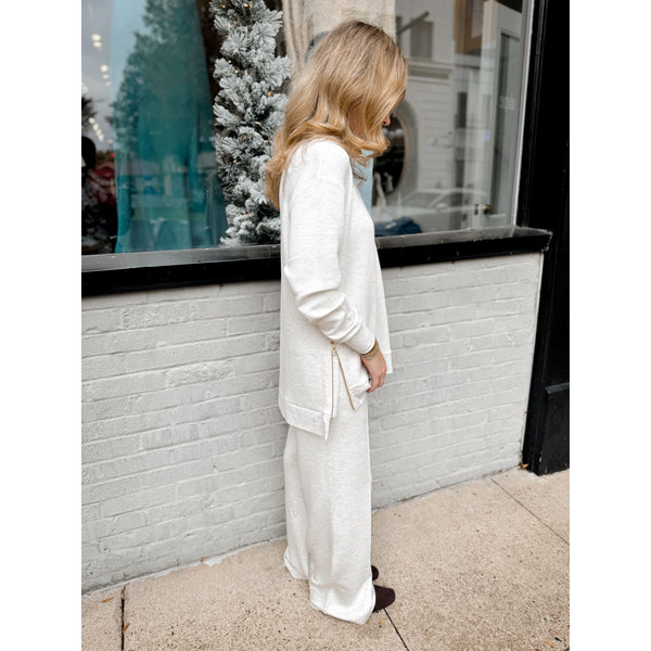 Wide Leg Pant 30 | Ivory Marl