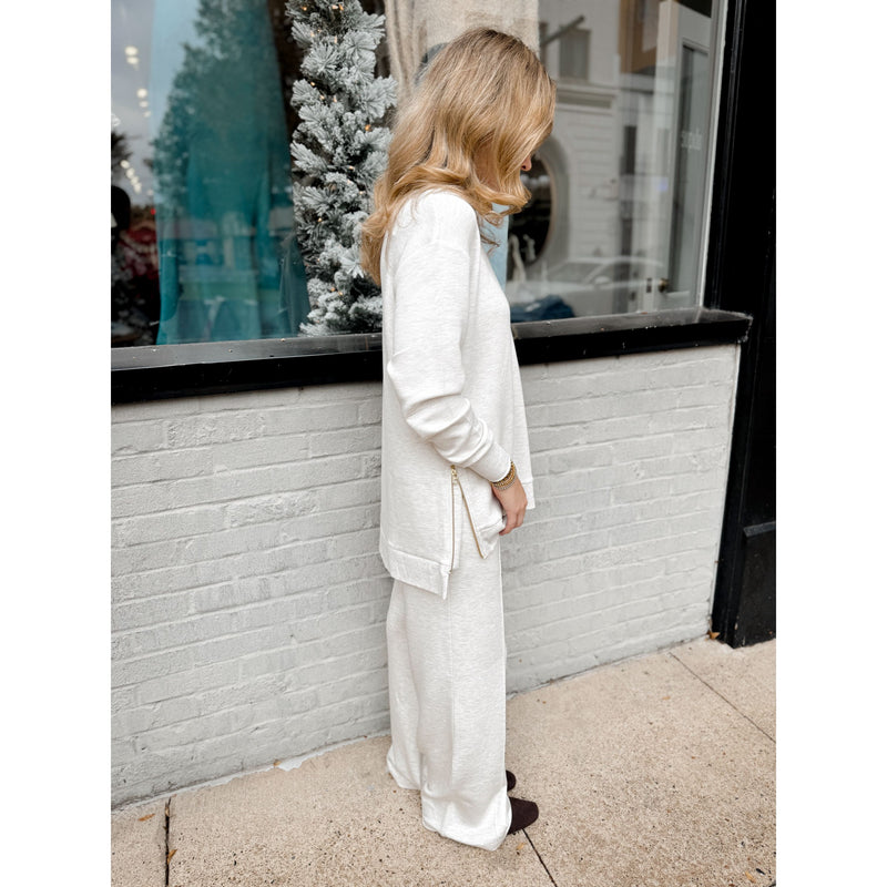 Wide Leg Pant 30 | Ivory Marl