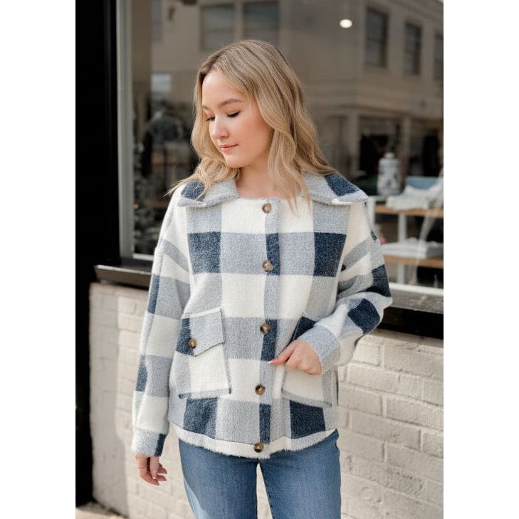 Lola Sweater Jacket | Buffalo Plaid - Joanna A. Boutique