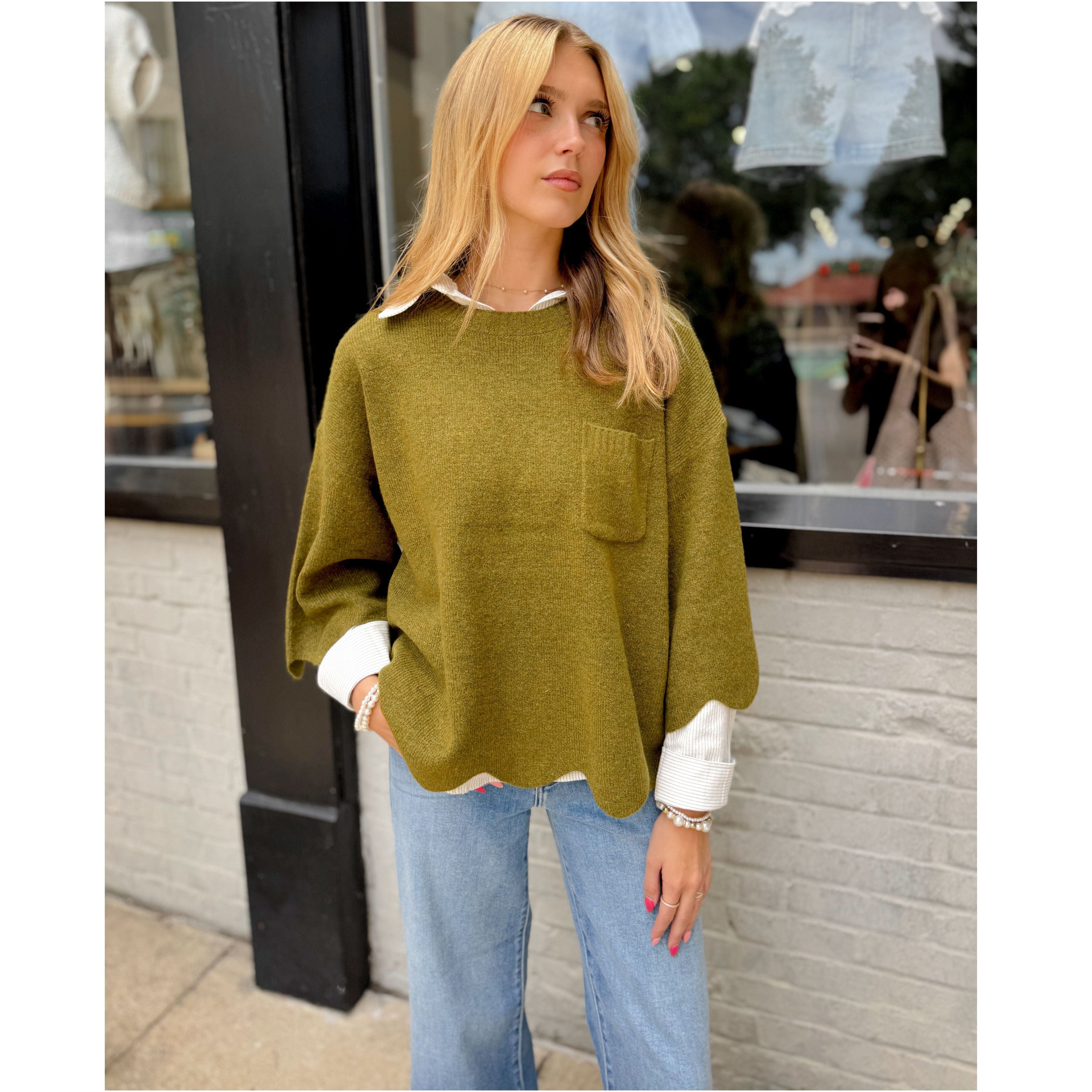 Hanna Scalloped Sweater - Joanna A. Boutique