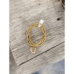 Kaia Beaded Heart Stack 14k Gold Dipped