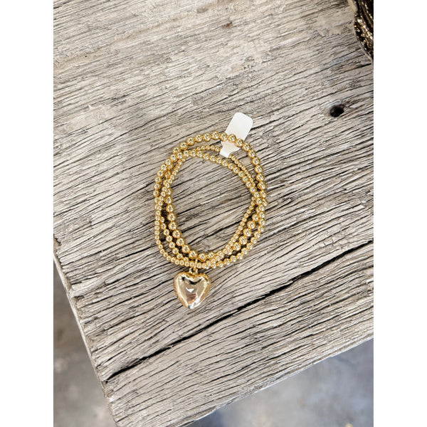 Kaia Beaded Heart Stack 14k Gold Dipped