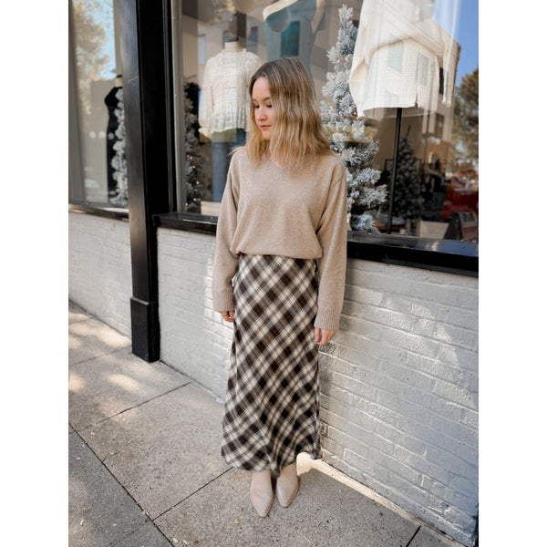 Europa Plaid Midi Skirt
