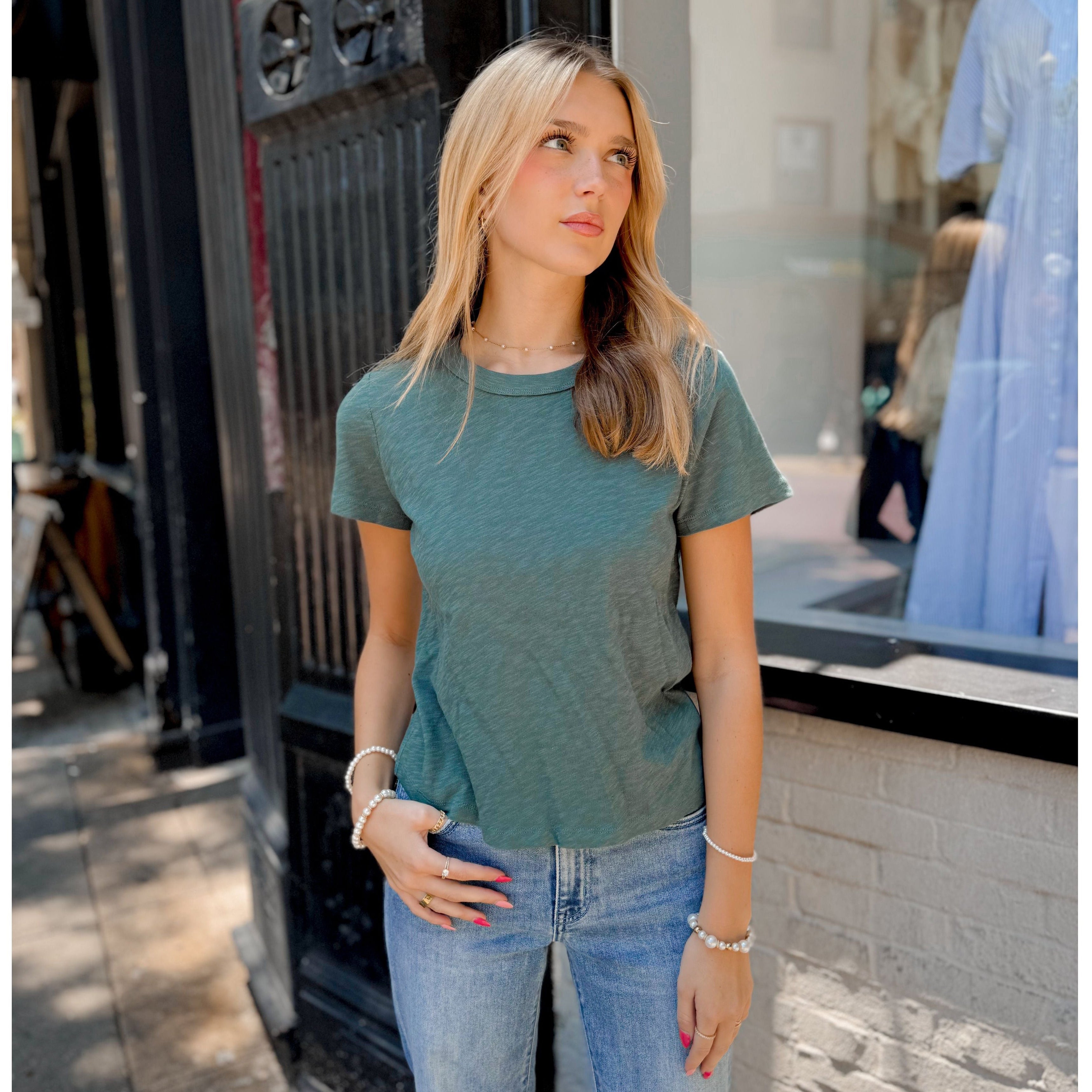 Junie Slub Tee | Emerald Cove - Joanna A. Boutique