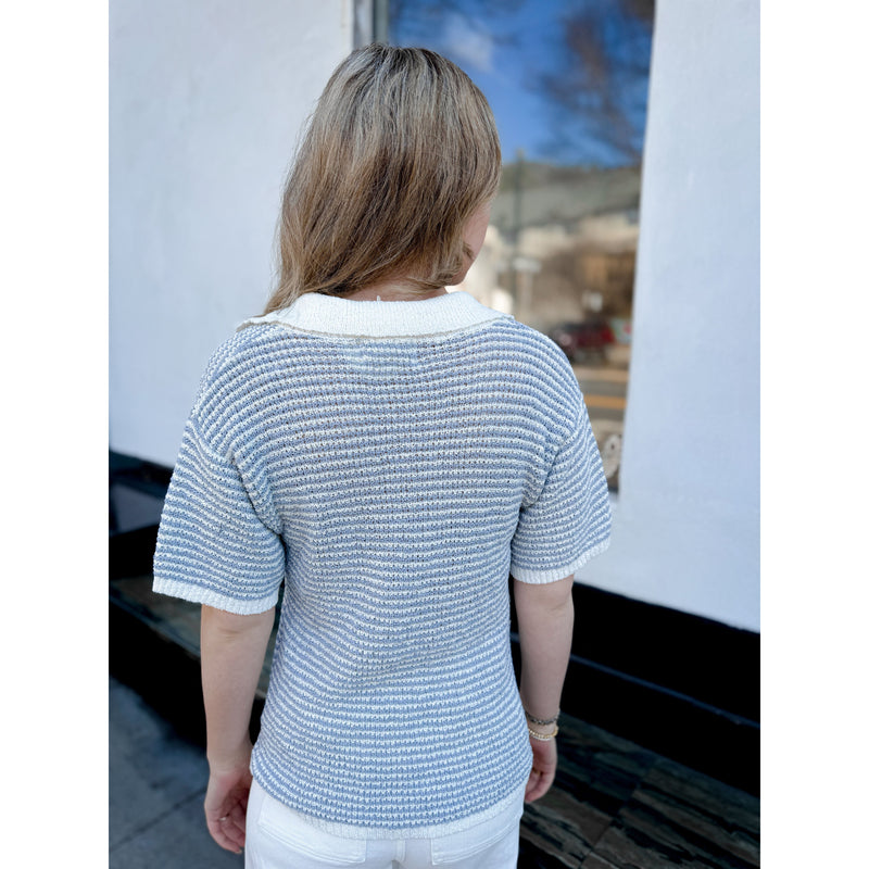 Monroe Knit Tee | Dusty Blue