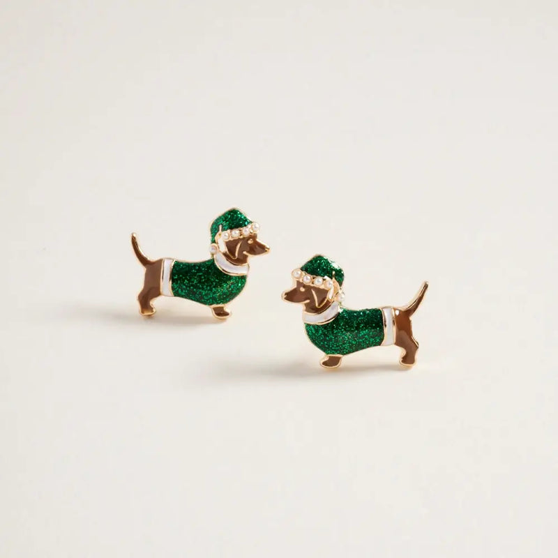 Holiday Dachshund Earrings - Joanna A. Boutique