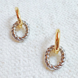 Cabled Two Tone Link Earrings - Joanna A. Boutique