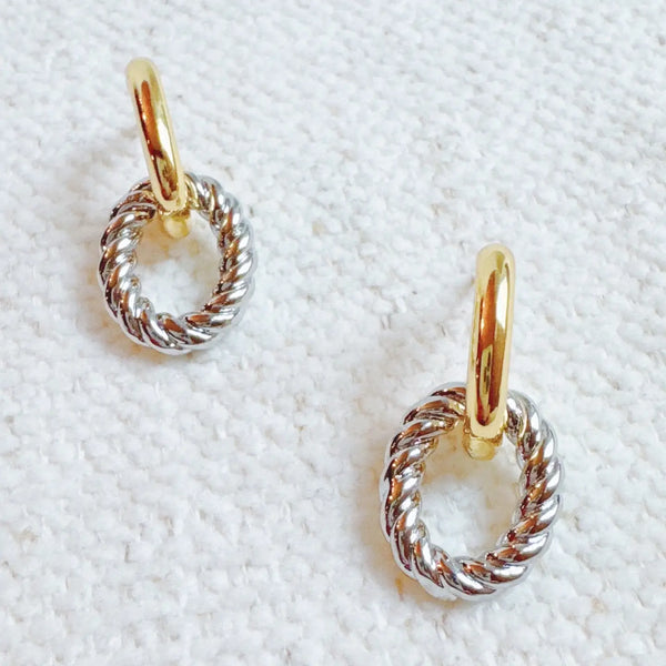 Cabled Two Tone Link Earrings - Joanna A. Boutique