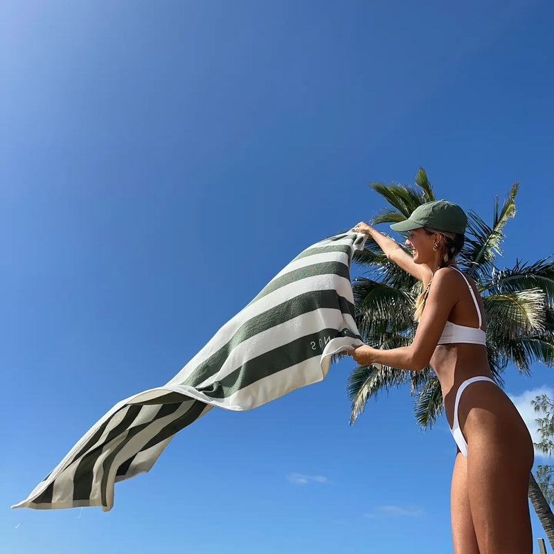 Beach Towel | Vacay Olive Stripe - Joanna A. Boutique